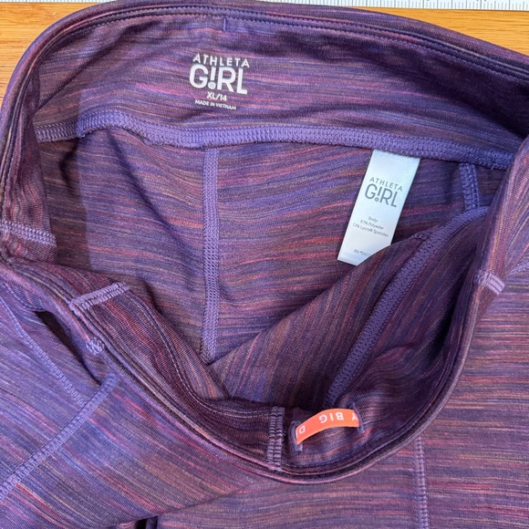 Athleta Girl 28" Inseam Tights/Leggings Pockets Purple Multi - Girls Size XL/14 - Picture 3 of 5